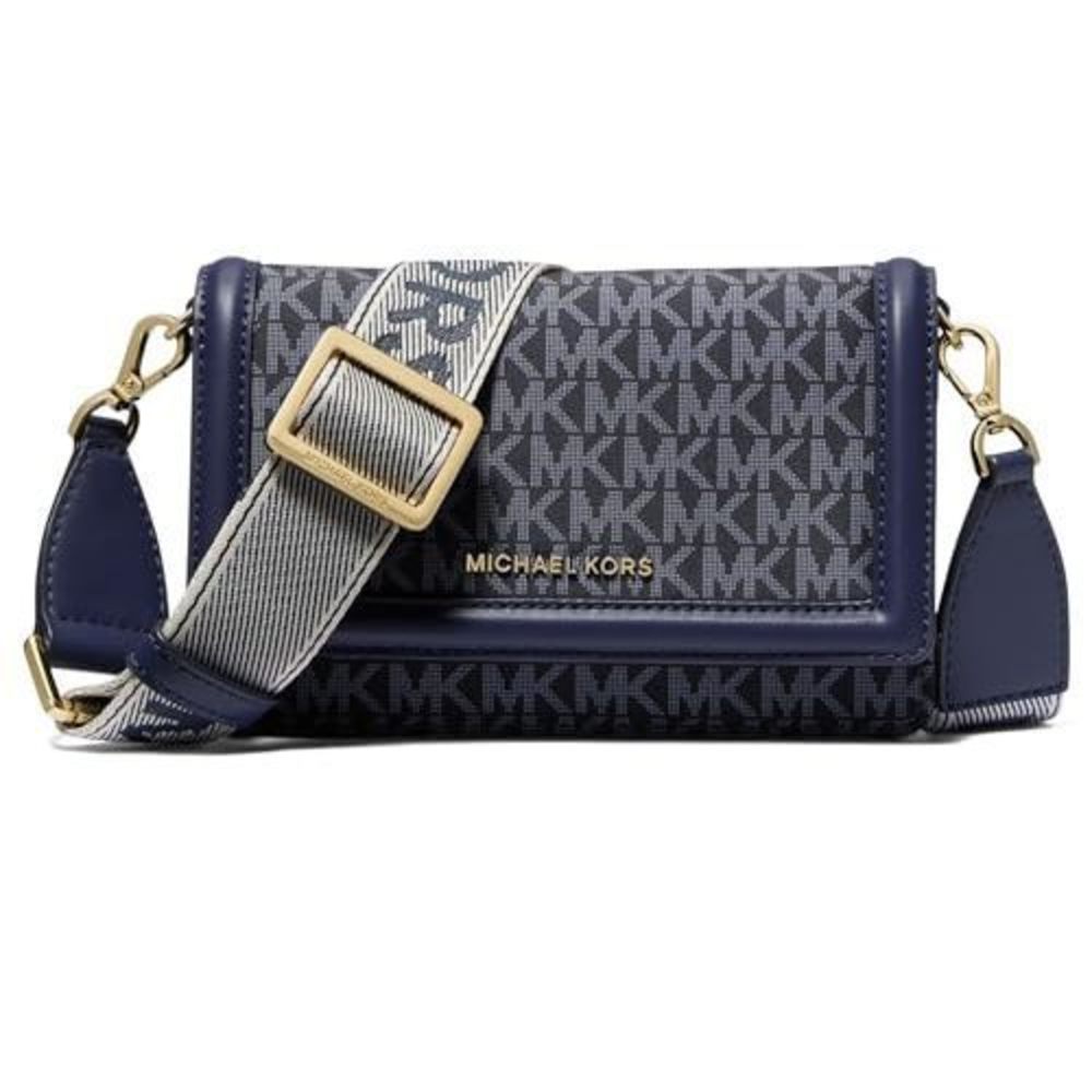 Michael Kors Navy and Gold Crossbody Bag
